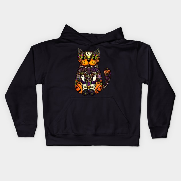 Halloween Cat Kids Hoodie by Doodlecats 